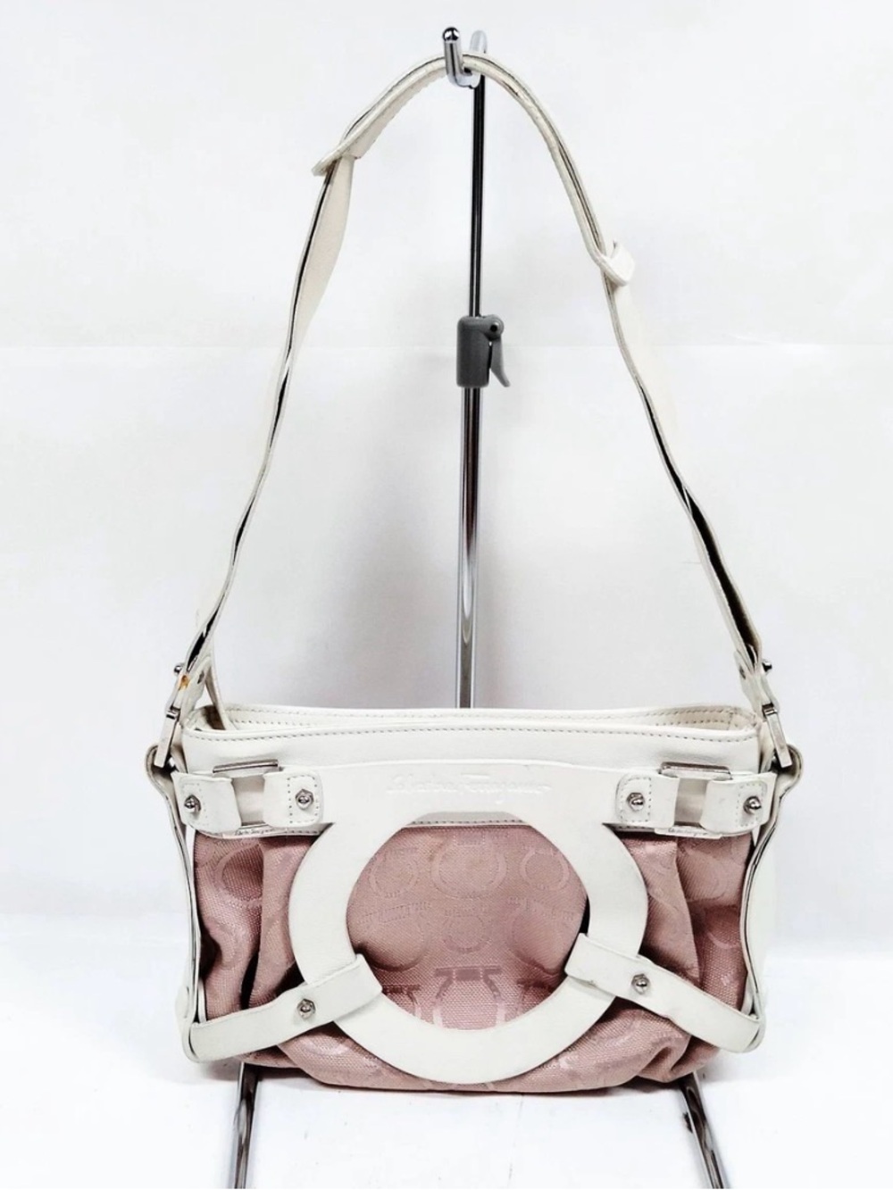 Salvatore Ferragamo Pink and White Shoulder Bag